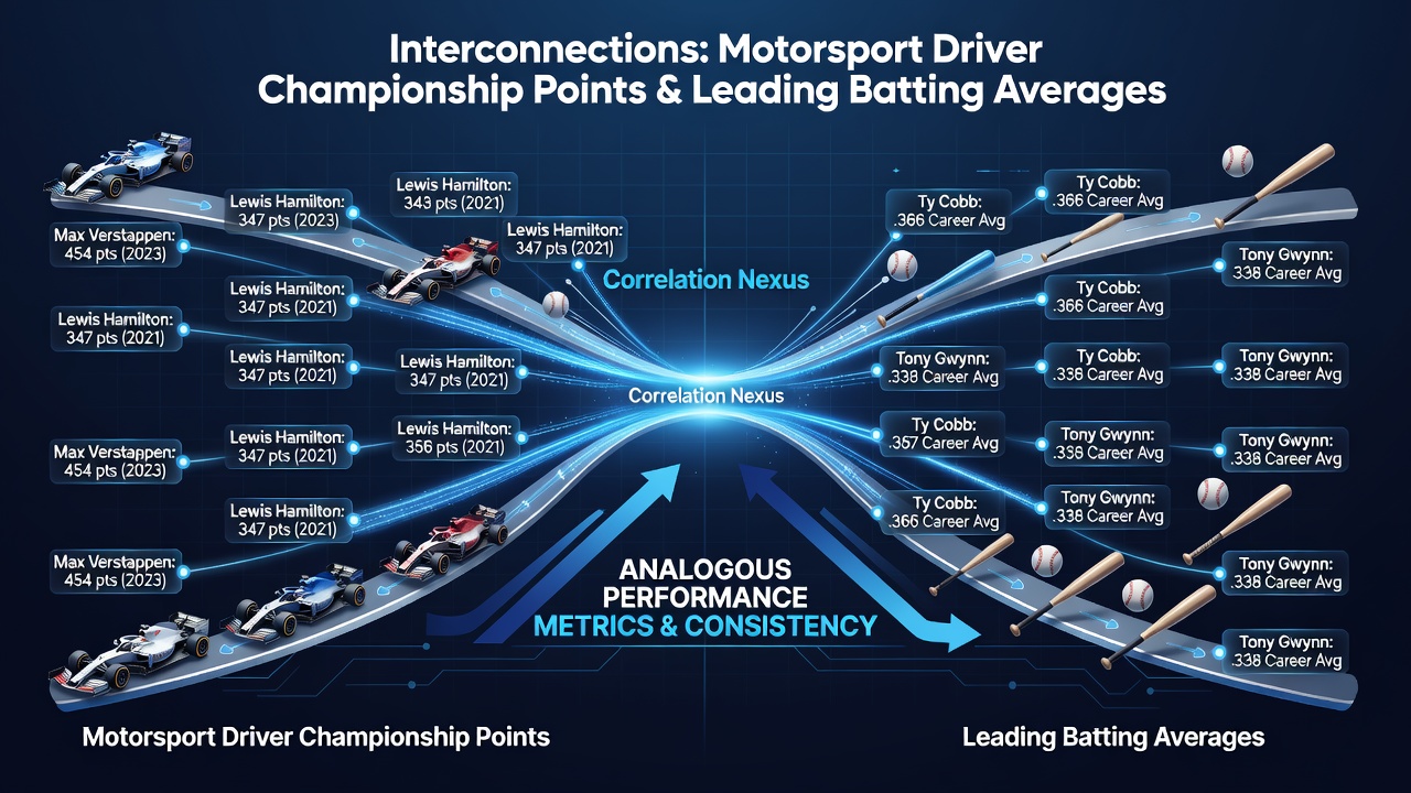 Statistical comparison graphs of F1 points totals and test cricket batting averages