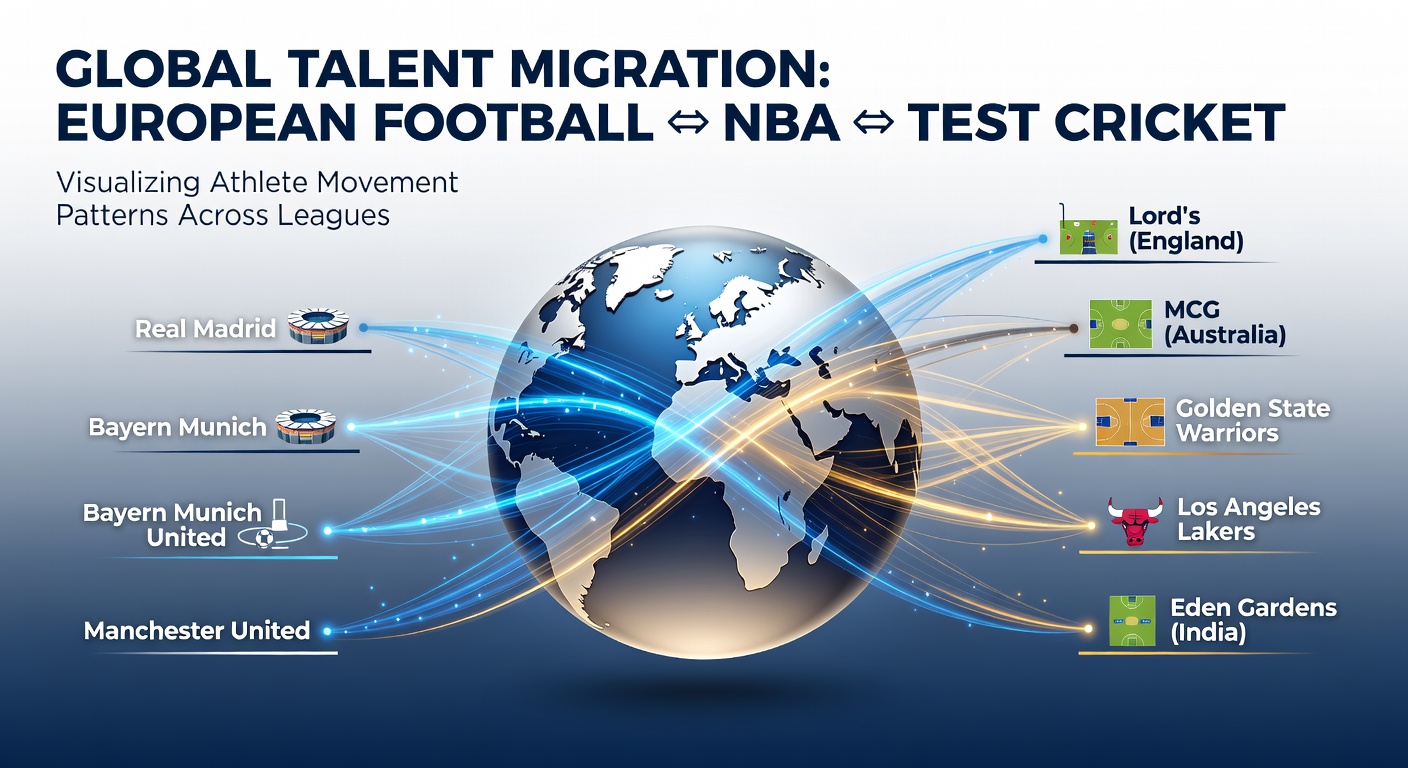 Global talent pathways connecting European soccer academies to basketball and cricket leagues