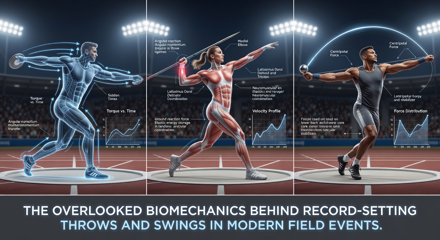 Hammer thrower in mid-rotation demonstrating hip-shoulder separation and torque buildup during a competitive swing sequence