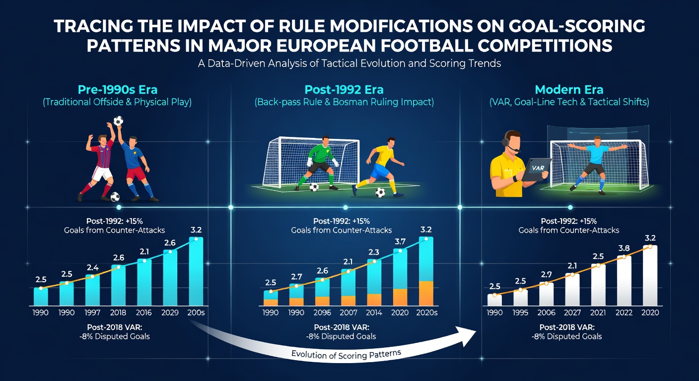 Graph showing average goals per game trends across major European leagues from 1990 to 2026
