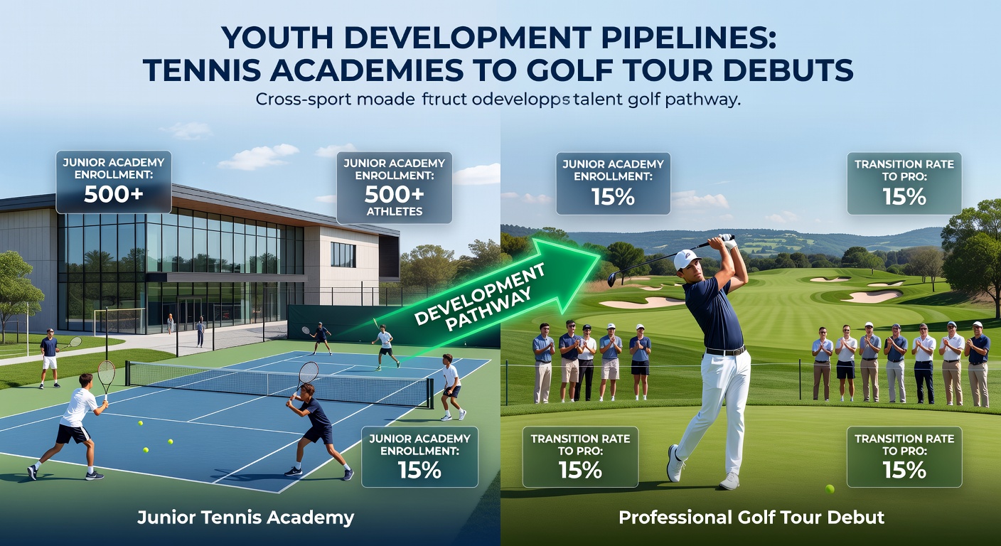Coaches overseeing a mixed session where tennis footwork drills transition directly into golf stance and swing practice